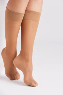 Pack 2 medias largas puño antipresión 15 denier beige