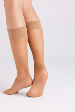 Pack 2 medias largas puño antipresión 15 denier beige