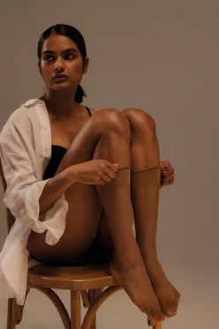 Pack 2 medias largas puño antipresión 15 denier bronce