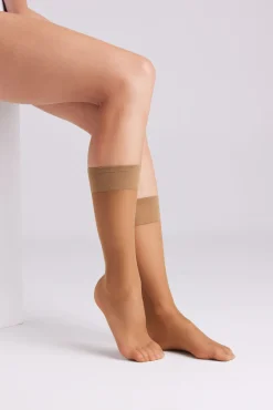 Pack 2 medias largas puño antipresión 15 denier bronce