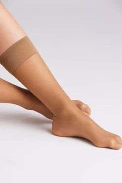 Pack 2 medias largas puño antipresión 15 denier bronce