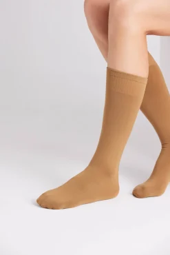 Pack 2 medias largas puño antipresión 70 denier beige