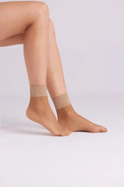 Pack 2 medias tobillera 20 denier bronce