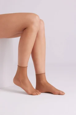 Pack 2 medias tobillera 10 denier marrón