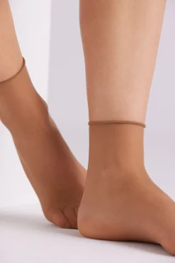 Pack 2 medias tobillera 10 denier marrón