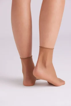 Pack 2 medias tobillera 10 denier marrón