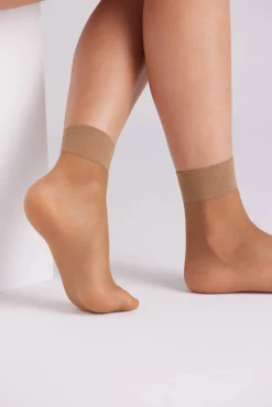 Pack 2 medias tobillera 15 denier bronce