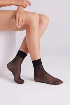 Pack 2 medias tobillera 15 denier negro
