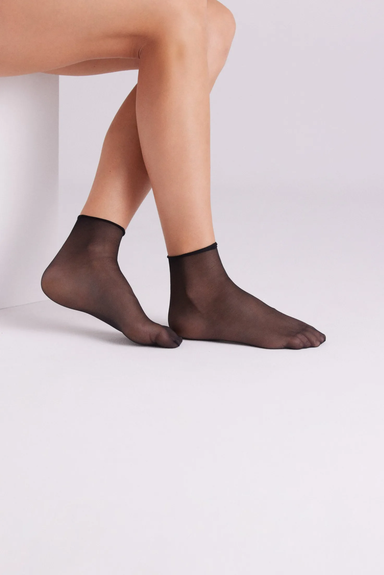 Pack 2 medias tobillera 10 denier negro