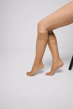 Pack 2 mini medias 10 DEN marrón