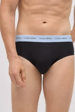 Pack 6 slips básicos negros con banda de color