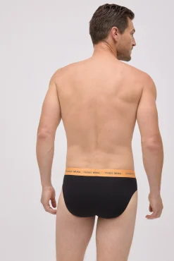 Pack 6 slips básicos negros con banda de color