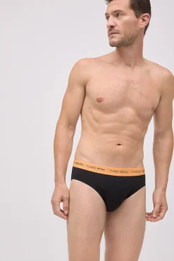 Pack 6 slips básicos negros con banda de color