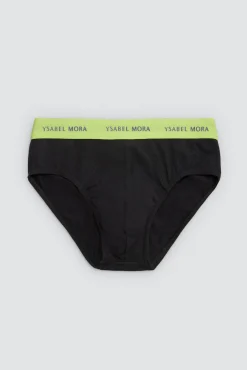 Pack 6 slips básicos negros con banda de color