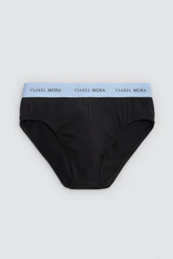 Pack 6 slips básicos negros con banda de color