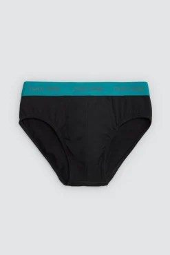 Pack 6 slips básicos negros con banda de color