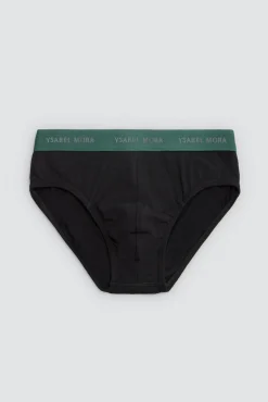 Pack 6 slips básicos negros con banda de color