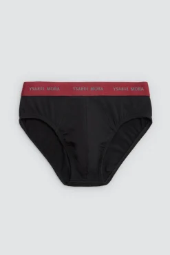 Pack 6 slips básicos negros con banda de color