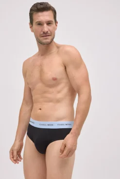 Pack 6 slips básicos negros con banda de color