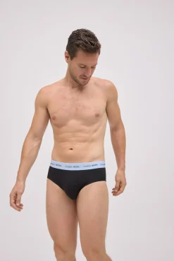 Pack 6 slips básicos negros con banda de color