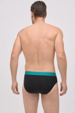 Pack 6 slips básicos negros con banda de color