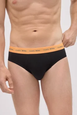 Pack 6 slips básicos negros con banda de color