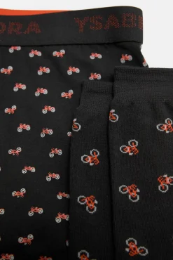 Pack bóxer y calcetín estampado motos