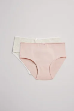 Pack de 2 braguitas de niña algodón con lazo gris y rosa