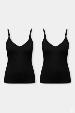 Pack de 2 camisetas interiores de tirantes algodón negro