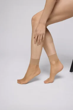 Pack de 2 medias tobilleras 10 DEN natural