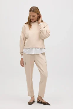 Pantalón cargo fluido marfil