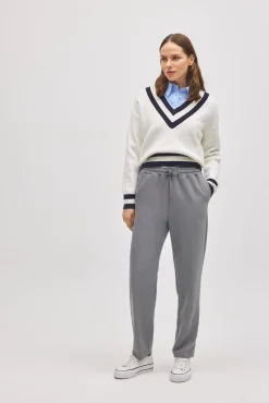 Pantalón cintura ajustable straight gris