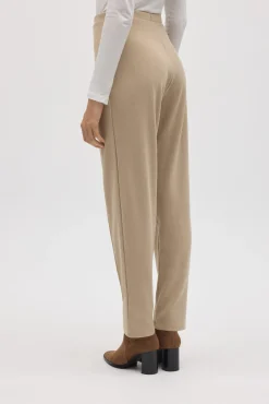 Pantalón efecto pana beige