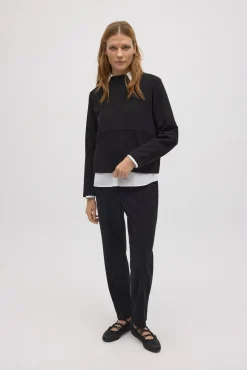 Pantalón efecto pana negro