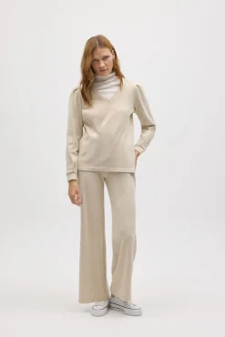 Pantalón extra cómodo recto beige