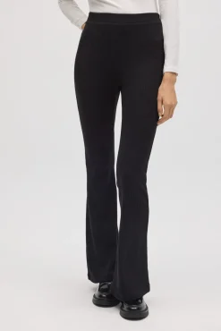 Pantalón flare punto canalé negro