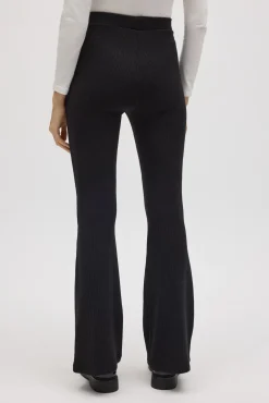 Pantalón flare punto canalé negro