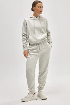 Pantalón jogger deportivo afelpado con cintura ajustable gris