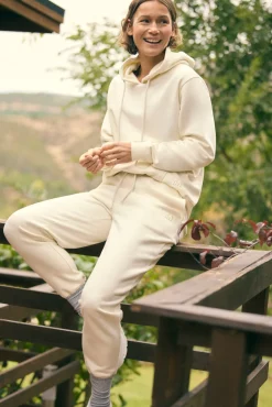 Pantalón jogger deportivo afelpado con cintura ajustable marfil