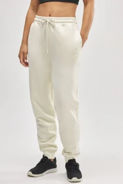 Pantalón jogger deportivo afelpado con cintura ajustable marfil