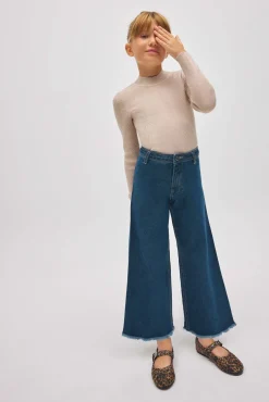 Pantalón niña vaquero ancho marino