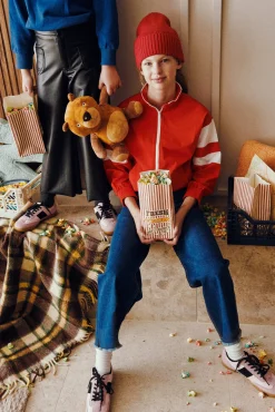 Pantalón niña vaquero ancho marino