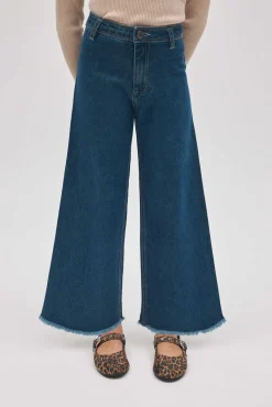 Pantalón niña vaquero ancho marino