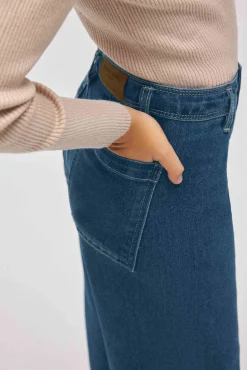 Pantalón niña vaquero ancho marino