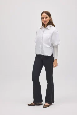 Pantalón vaquero elásticos flare negro