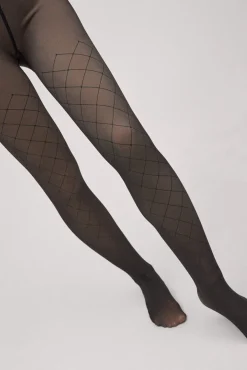 Panty térmico efecto velado rombos 160 denier