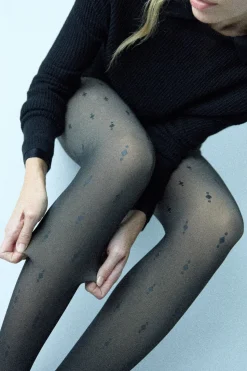 Panty térmico efecto velado estampado geométrico 160 denier