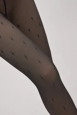 Panty térmico efecto velado estampado geométrico 160 denier