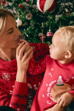 Pelele bebé afelpado estampado Navidad