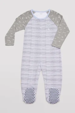 Pelele bebé manga larga rayas gris